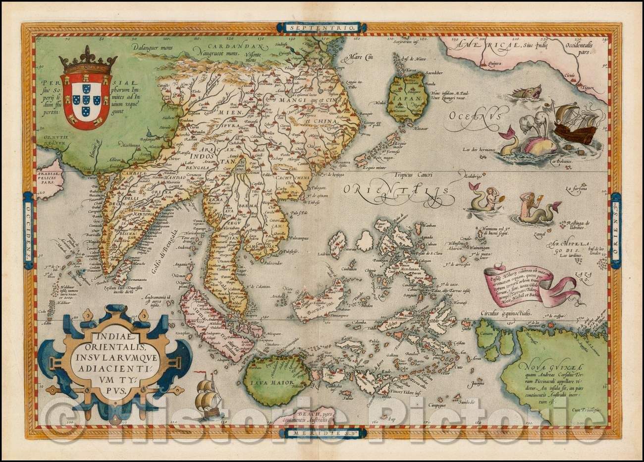 Historic Map - Indiae Orientalis Insularumque Adiacientium Typus, 1571, Abraham Ortelius - Vintage Wall Art