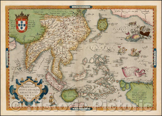 Historic Map - Indiae Orientalis Insularumque Adiacientium Typus, 1571, Abraham Ortelius - Vintage Wall Art
