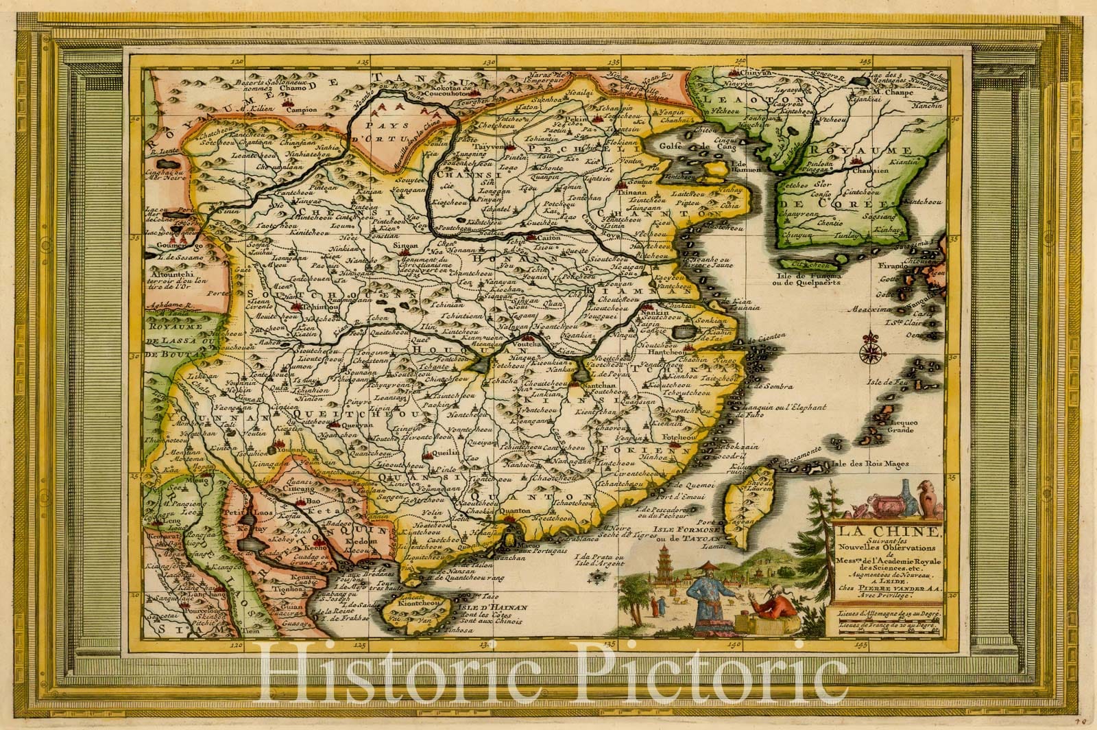 Historic Map - La Chine Suivant les Nouvelles Observations/Map of China and Korea, which appeared in Vander Aa's Nouveau Theatre du Monde, 1700 - Vintage Wall Art