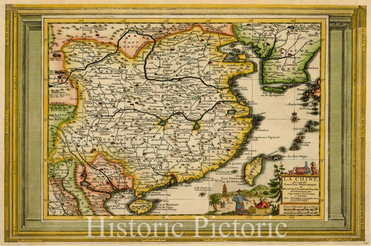 Historic Map - La Chine Suivant les Nouvelles Observations/Map of China and Korea, which appeared in Vander Aa's Nouveau Theatre du Monde, 1700 - Vintage Wall Art