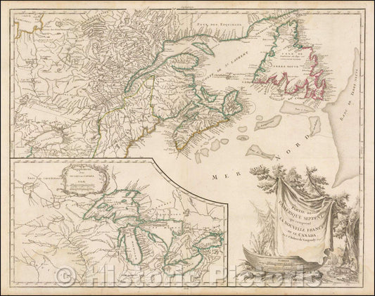Historic Map - Partie De L'Amerique Septent? Qui comprend La Nouvelle France ou Le Canada, 1755, Didier Robert de Vaugondy v4