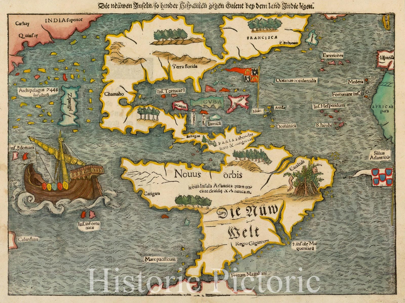 The New Islands / America 1569 Historical Map Print