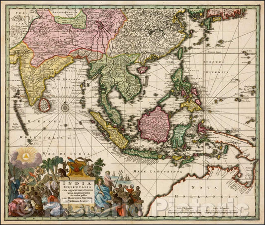 Historic Map - India Orientalis cum Adjacentibus Insulis Nova Delineatione ob oculos posita, 1730, Matthaus Seutter v2