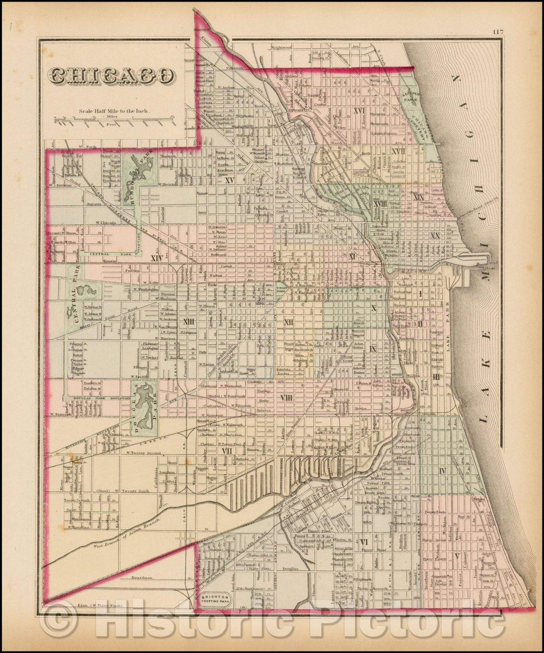 Historic Map - Chicago, 1881, O.W. Gray - Vintage Wall Art
