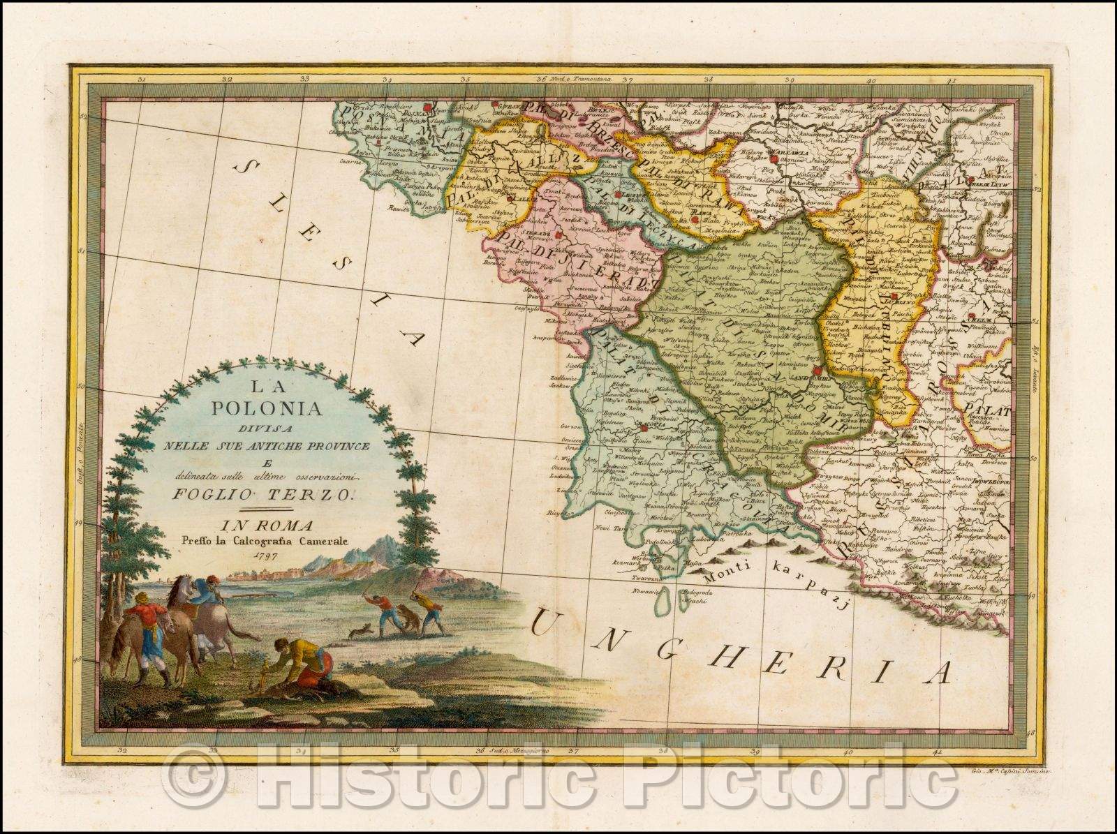 Historic Map - La Polonia Divisa Nell Sue Antiche Province E delineata quelle ultime osservazioni. Foglio Terzo, 1797, Giovanni Maria Cassini v2