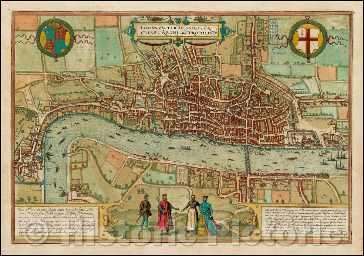 Historic Map - Londinum Feracissimi Angliae Regni Metropolis, 1572, Georg Braun v3