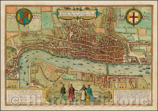 Historic Map - Londinum Feracissimi Angliae Regni Metropolis, 1572, Georg Braun v3