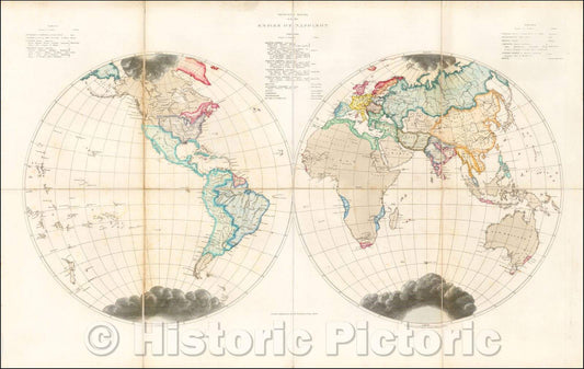 Historic Map - A.D Empire of Napoleon, 1846, Edward Quin - Vintage Wall Art