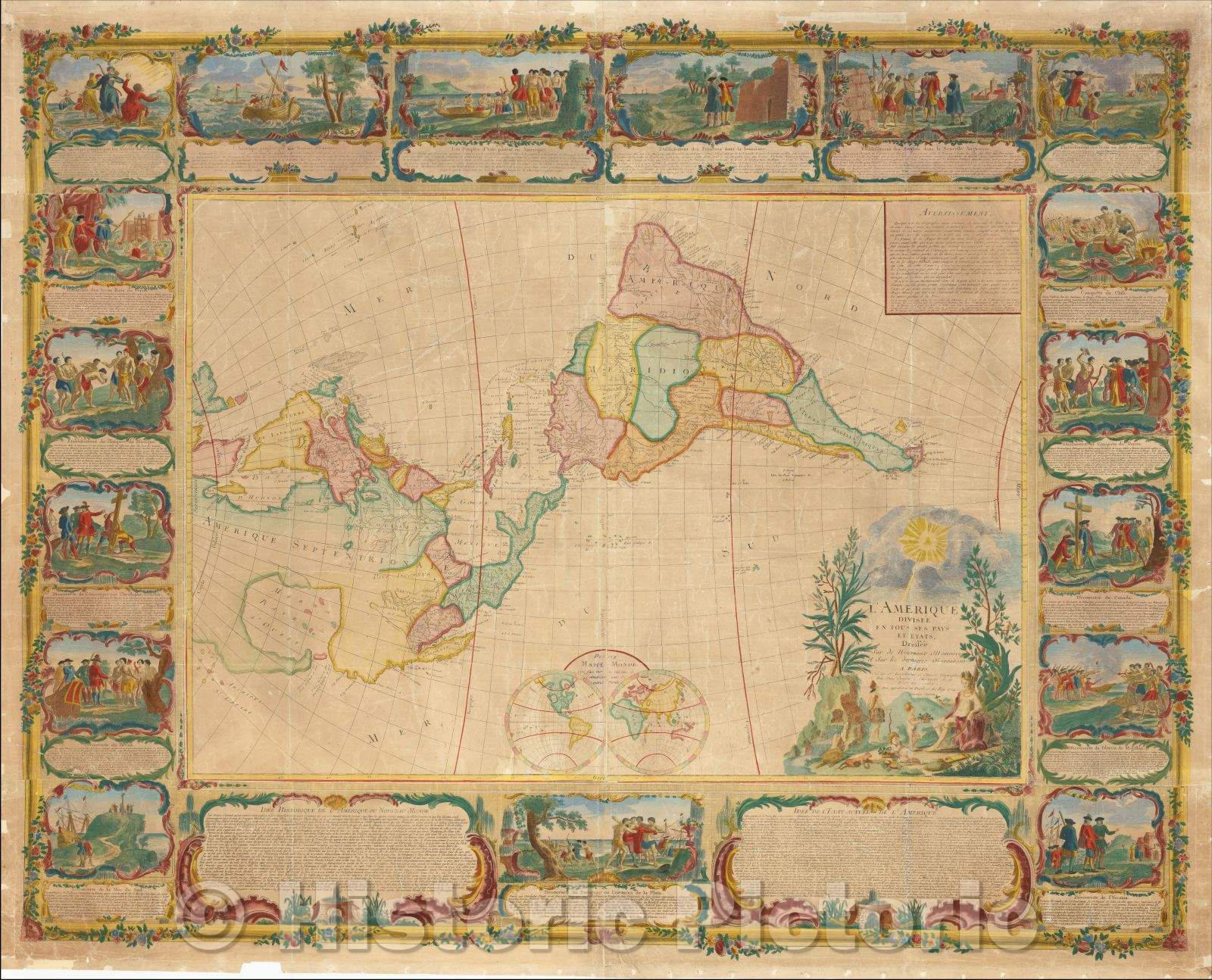 Historic Map - L'Amerique Divisee En Tous Ses Pays Et Etats dress? sur de nouveaux memoires et sur les derniers, 1754, Jean Janvier v1