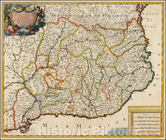 Historic Map - Principaute De Catalogne ou sont compris Les Comtes De Roussillon Et De Cerdagne divisees en leurs Vigueries, 1700, Gerard Valk v2