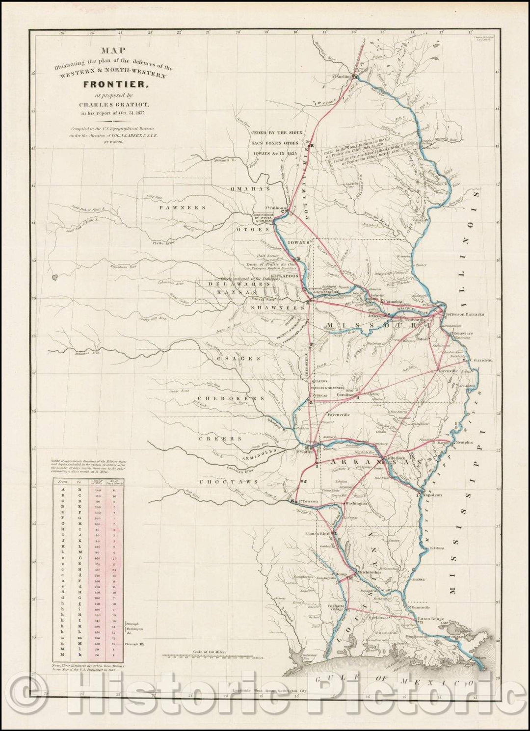 Historic Map - Map illustrating the plan of the defences of the Western & North-Western Frontier, as proposed, 1837, United States GPO v1