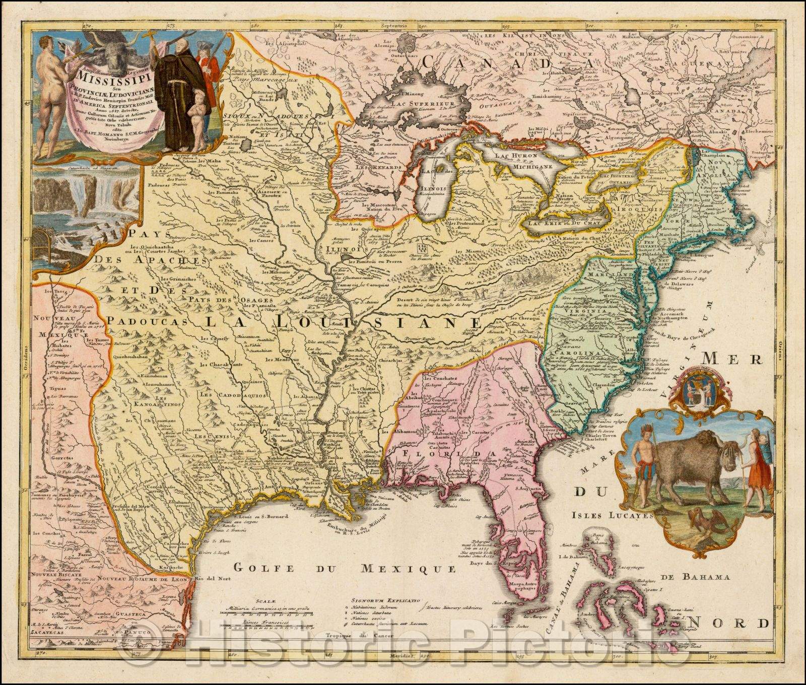 Historic Map - Amplissimae Regionis Mississipi Seu Provinciae Ludovicianae A R.P. Ludovico Hennepin Francisc Miss In America Septentrionali Anno, 1720 v8