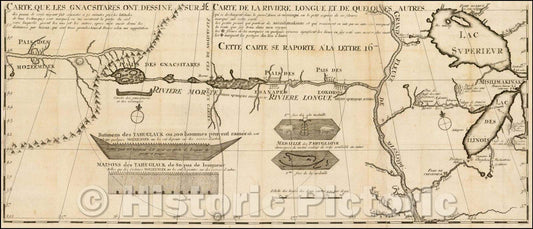 Historic Map - Carte que les Gnacsitares ont Dessine sur Riviere Longue et de quelques Autres qui se Dechargent dans le Grand Fleuve Missisipi, 1703 v2