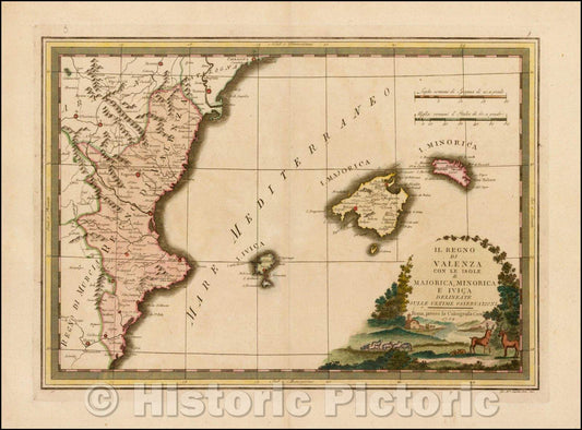 Historic Map - Il Regno Di Valenza con Le Isole di Majorica, Minorica e Ivica Delineate Sulle :: Valencia and Balearic Islands, Majorca, Minorca and Ibiza, 1794 - Vintage Wall Art