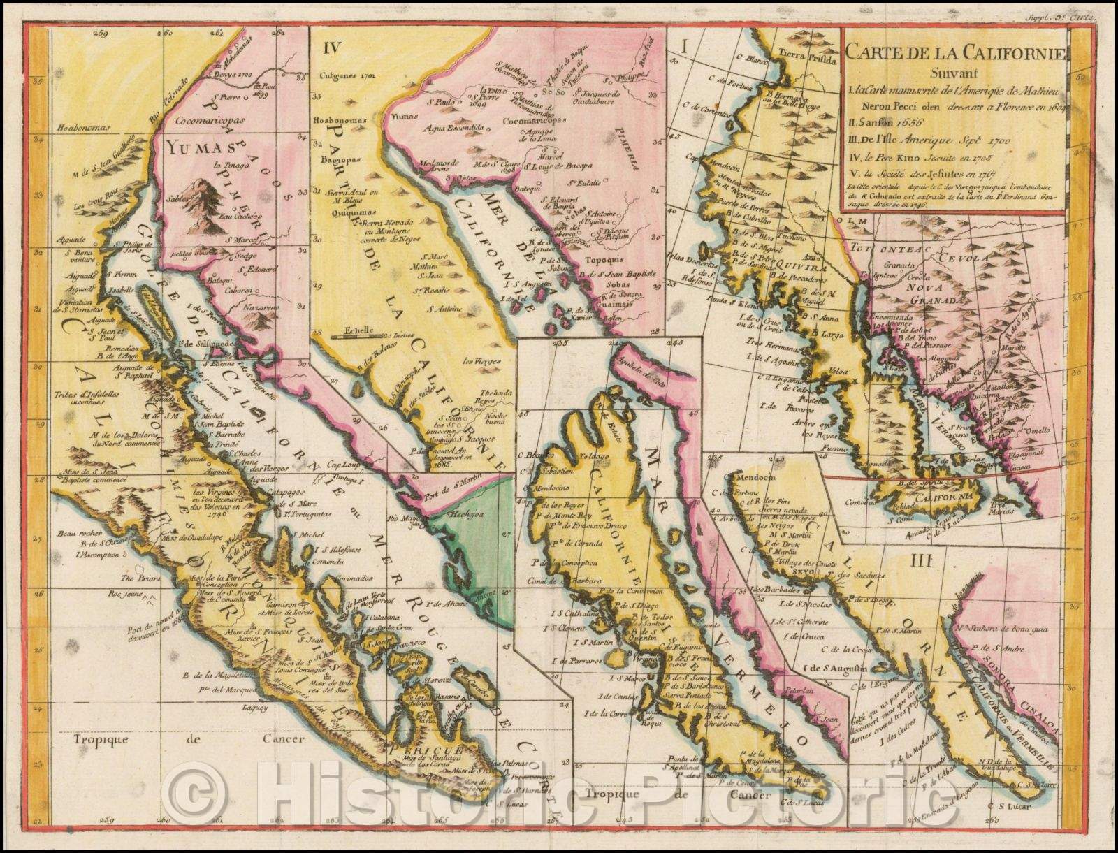 Historic Map - Carte De La Californie Suivant 1. La Carte manuscrite de l'Americque de Mathieu Neron Pecci olen dressee a Florence, 1772 v2
