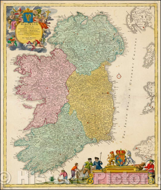 Historic Map - Hiberniae Regnum tam in praecipuas Ultoni? Connaci? Lageni? et Momoni? 1712, Johann Baptist Homann v3