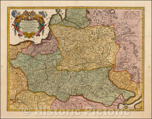 Historic Map - Tabula nova totius Regni Poloniae in quo sunt Ducatus et Provinciae Prussi, 1680 - Vintage Wall Art
