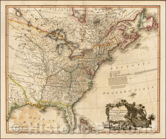 Historic Map - The United States of North America with the British Territories And Those of Spain, according to the Treaty, 1809, William Faden v3