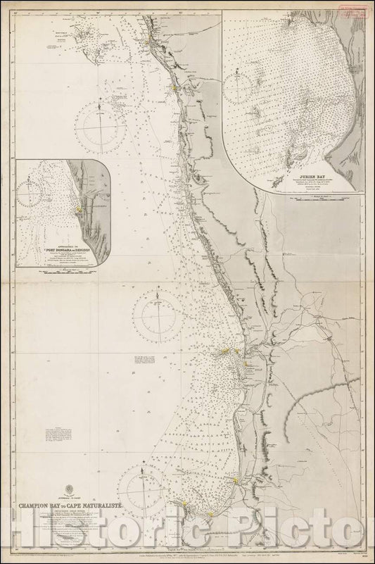 Historic Map - Australia - W. Coast. Champion Bay to Cape Naturaliste Including Swan River, 1877, British Admiralty - Vintage Wall Art