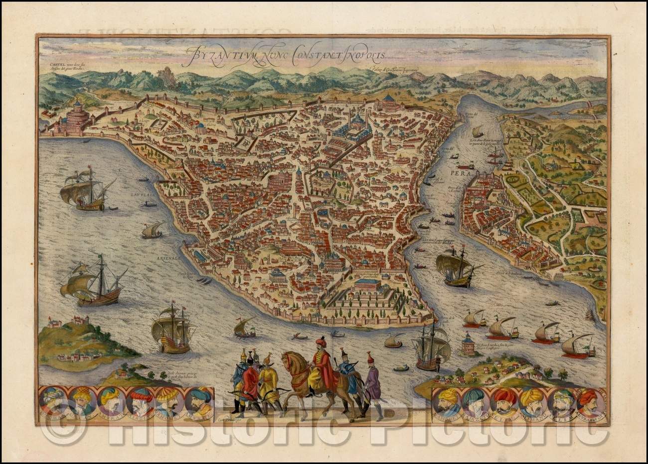 Historic Map - Byzantium Nunc Constantinopolis, 1572, Georg Braun v4