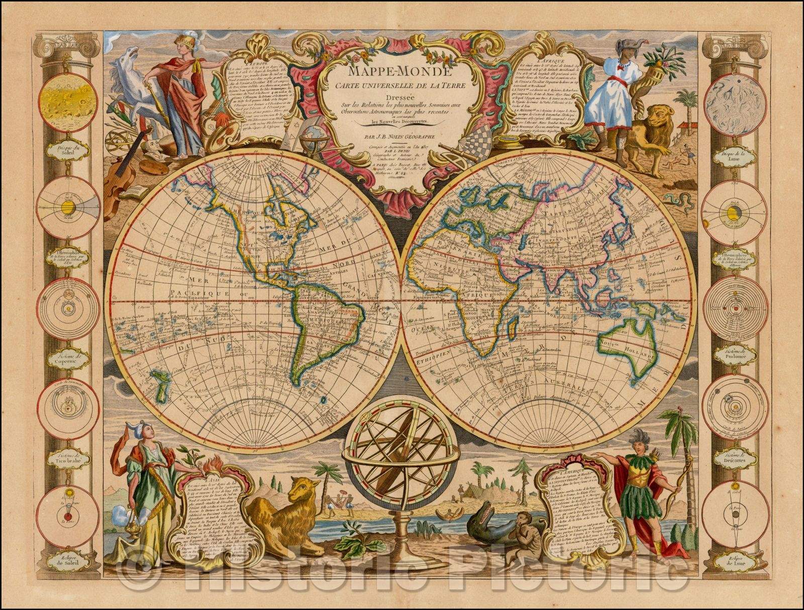 Historic Map - Mappe-Monde Carte Universelle de la Terre Dressee Sur les Relations les plus Nouvelles, 1817 - Vintage Wall Art