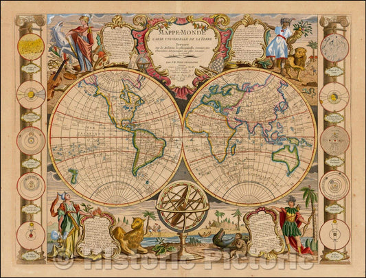 Historic Map - Mappe-Monde Carte Universelle de la Terre Dressee Sur les Relations les plus Nouvelles, 1817 - Vintage Wall Art