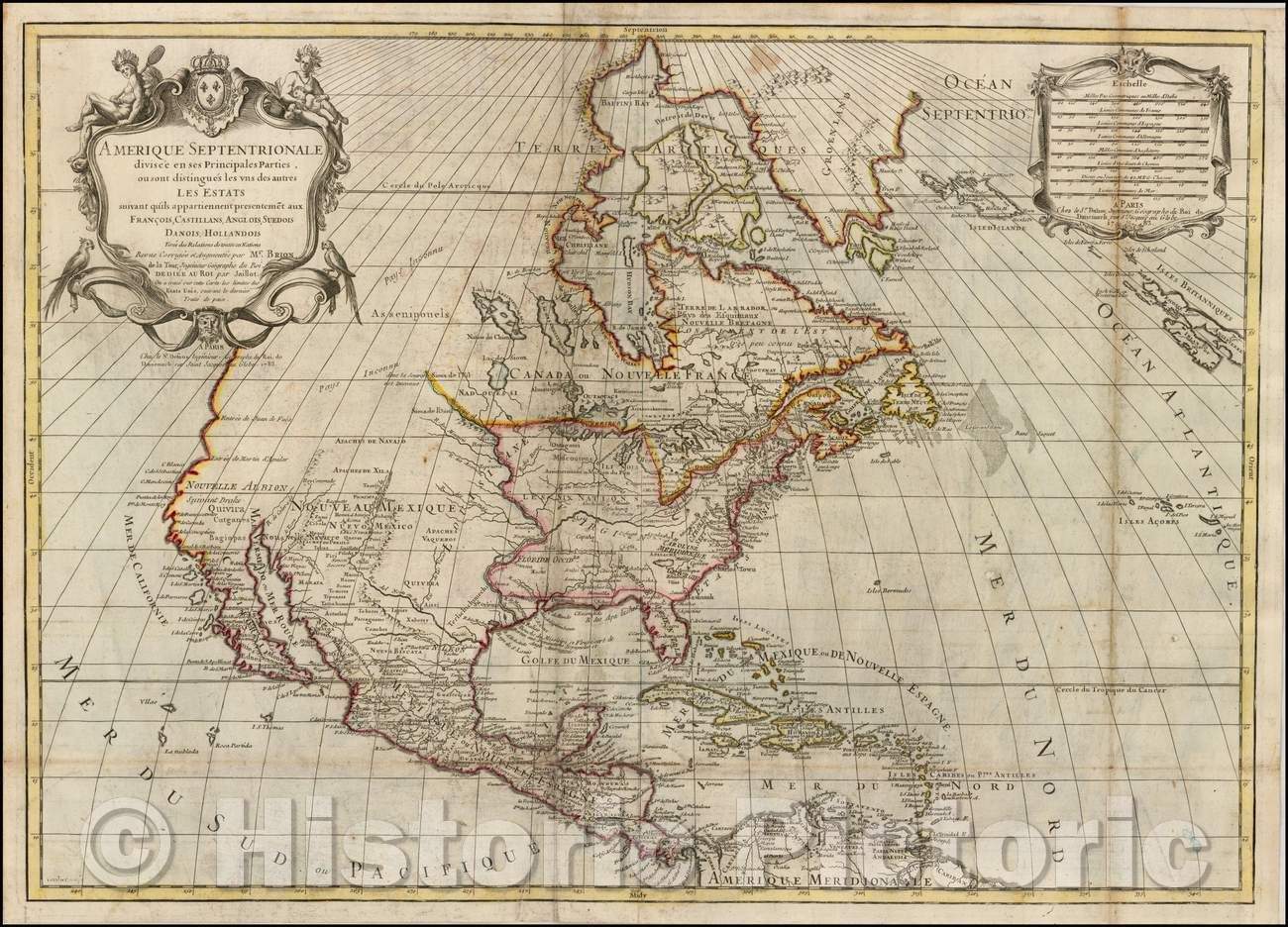 Historic Map - Amerique Septentrionale Divisee en Ses Principales Parties, ou sont distin :: North America Divided into Its Main Parties, 1783 - Vintage Wall Art