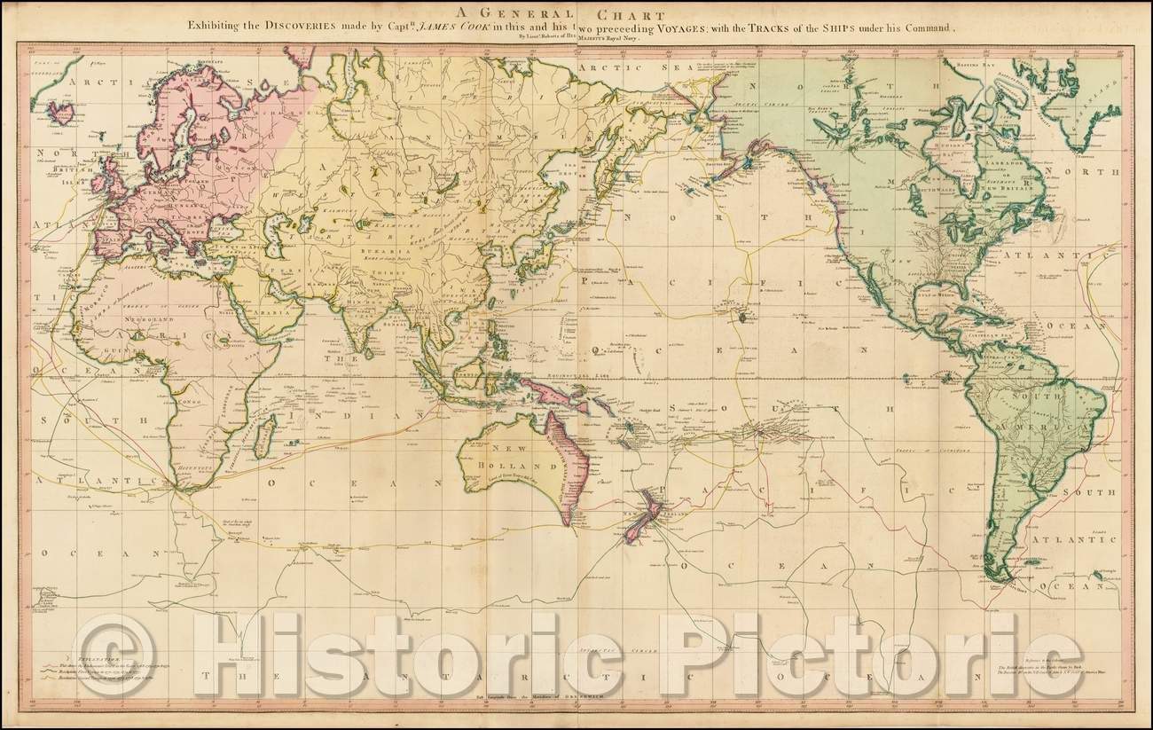 Historic Map - A General Chart Exhibiting the Discoveries made, 1784, William Faden v4