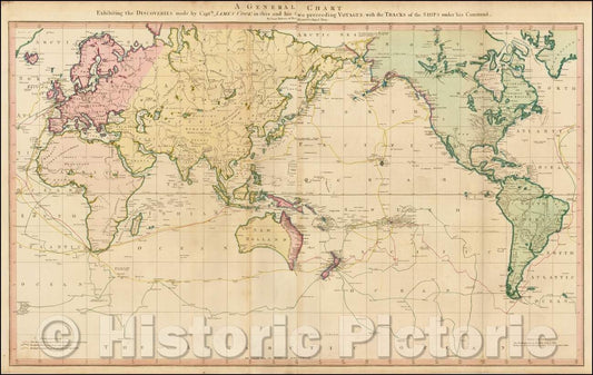 Historic Map - A General Chart Exhibiting the Discoveries made, 1784, William Faden v4