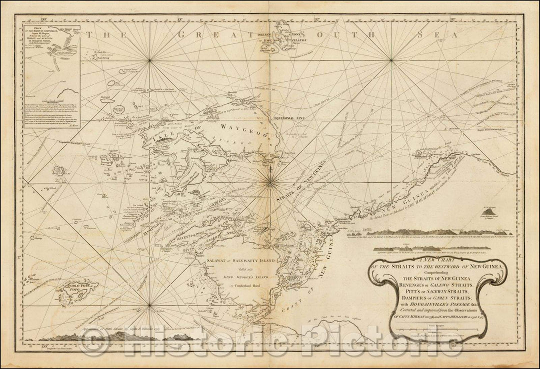 Historic Map - A New Chart of the Straits to the Westward of New Guinea, 1798, Richard Holmes Laurie - Vintage Wall Art
