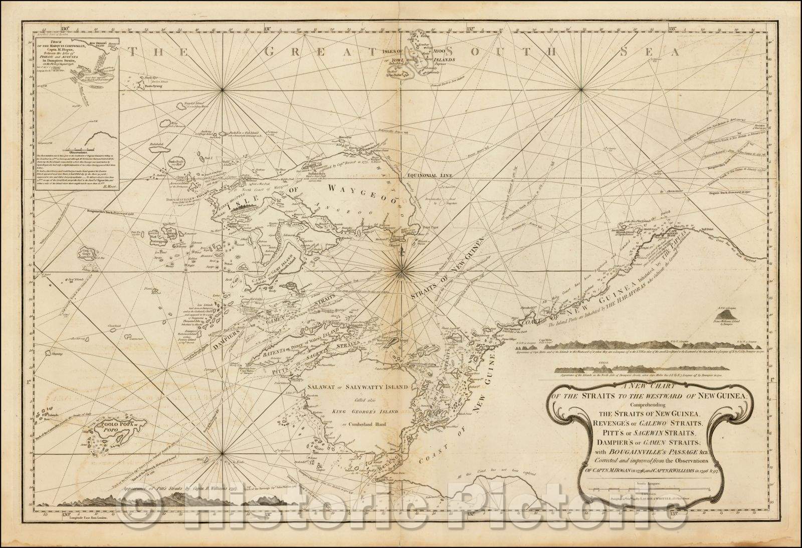 Historic Map - A New Chart of the Straits to the Westward of New Guinea, 1798, Richard Holmes Laurie - Vintage Wall Art