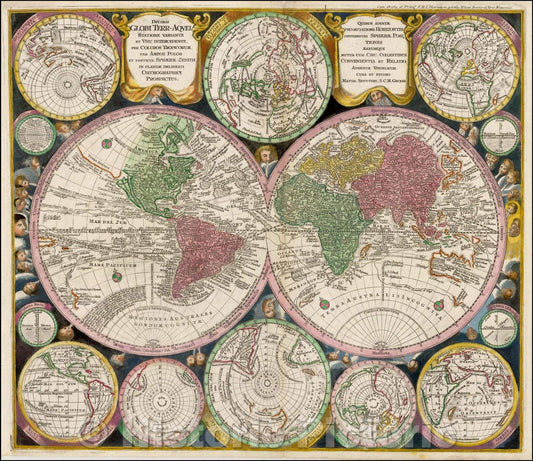 Historic Map - Diversi Globi Terr-Aquei Statione Variante Et Visu Intercedente Per Coluro :: Different globe Terr-Aquei, 1730 - Vintage Wall Art