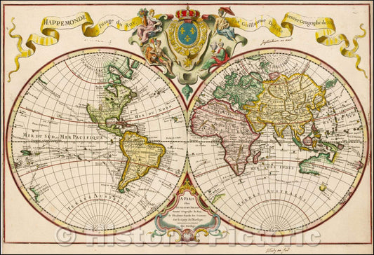 Historic Map - Mappemonde a l'usage du Roy Par Guillaume Delisle Premier-Geographe de S.M, 1720, Guillaume De L'Isle v2