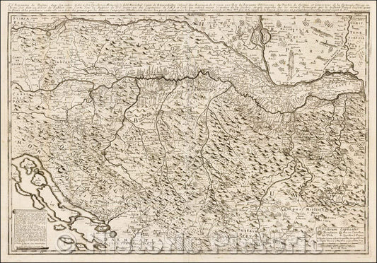 Historic Map - Le Royaume de Bosnie, dans son entier, dedie a son Exellence Monseigr :: Kingdom of Bosnia by Etienne Briffuant, 1740 - Vintage Wall Art