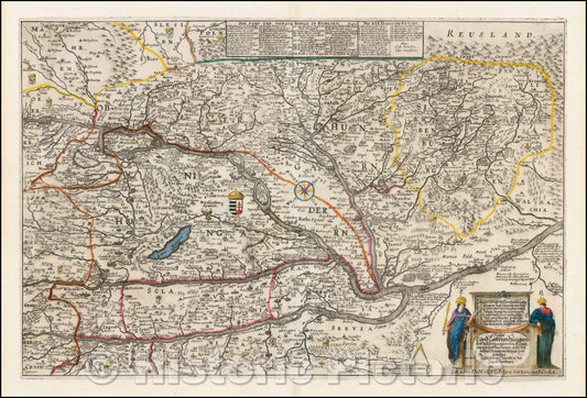 Historic Map - Neue Land-Tafel von Hungarn und dessen incorporirten K?nigreichen und Provinzen: au?den besten Mappen verfertigt und gebessert, 1664 v1