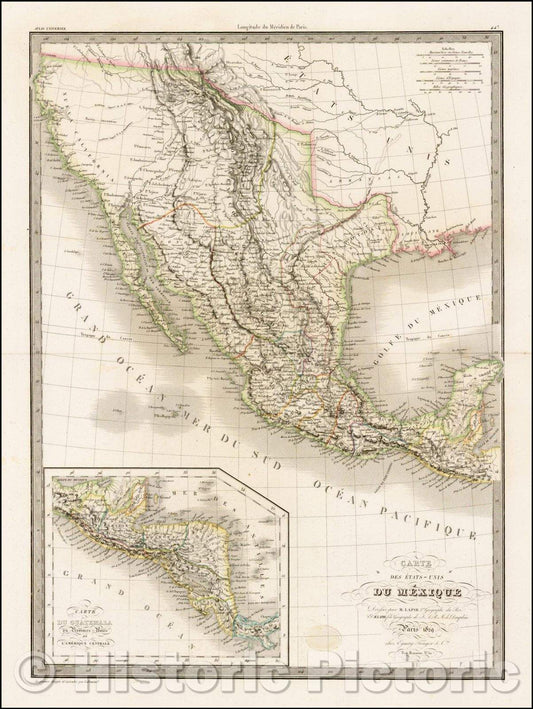 Historic Map - Carte Des Etats-Unis Du Mexique, 1829, Alexandre Emile Lapie v2