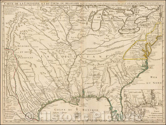 Historic Map - Carte De La Louisiane Et Du Cours Du Mississipi, 1718, Philippe Buache - Vintage Wall Art