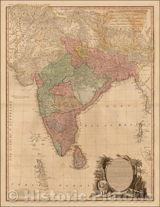 Historic Map - Hind, Hindoostan or India, 1800, William Faden v2