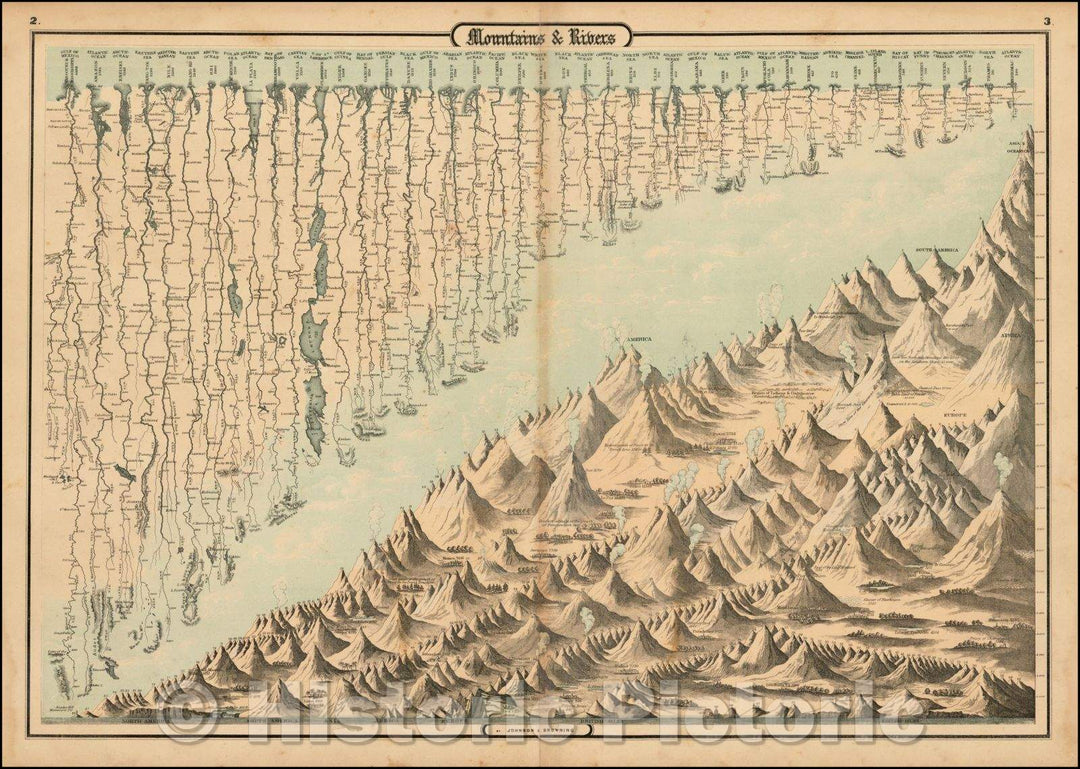 Historic Map - Mountains & Rivers, 1861, Alvin Jewett Johnson v3
