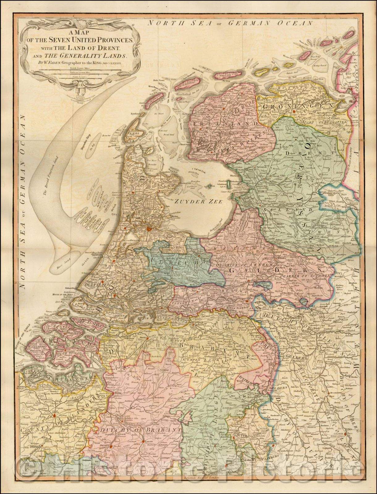 Historic Map - Seven United Provinces with The Land of Drent. And the Generality Lands, 1789, William Faden v2