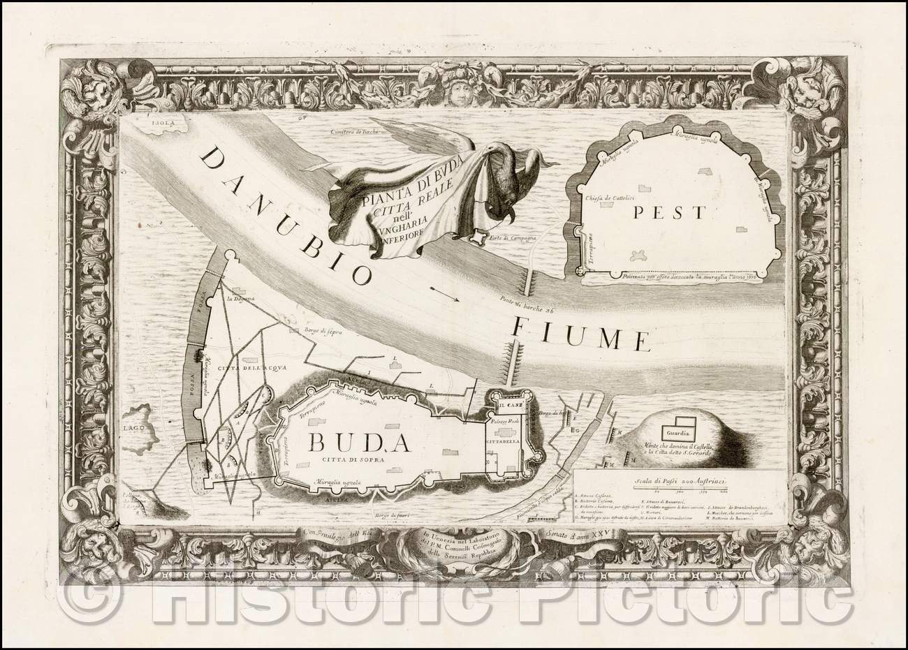 Historic Map - (Budapest) Pianta Di Buda Citta Reale nell' Ungharia Inferiore/(Budapest) Plant City Buda Royal in 'Ungharia Lower, 1695, Vincenzo Maria Coronelli - Vintage Wall Art
