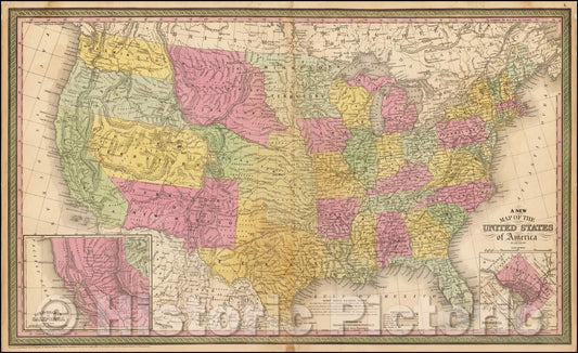 Historic Map - The United States of America, 1853, Thomas, Cowperthwait & Co. v2