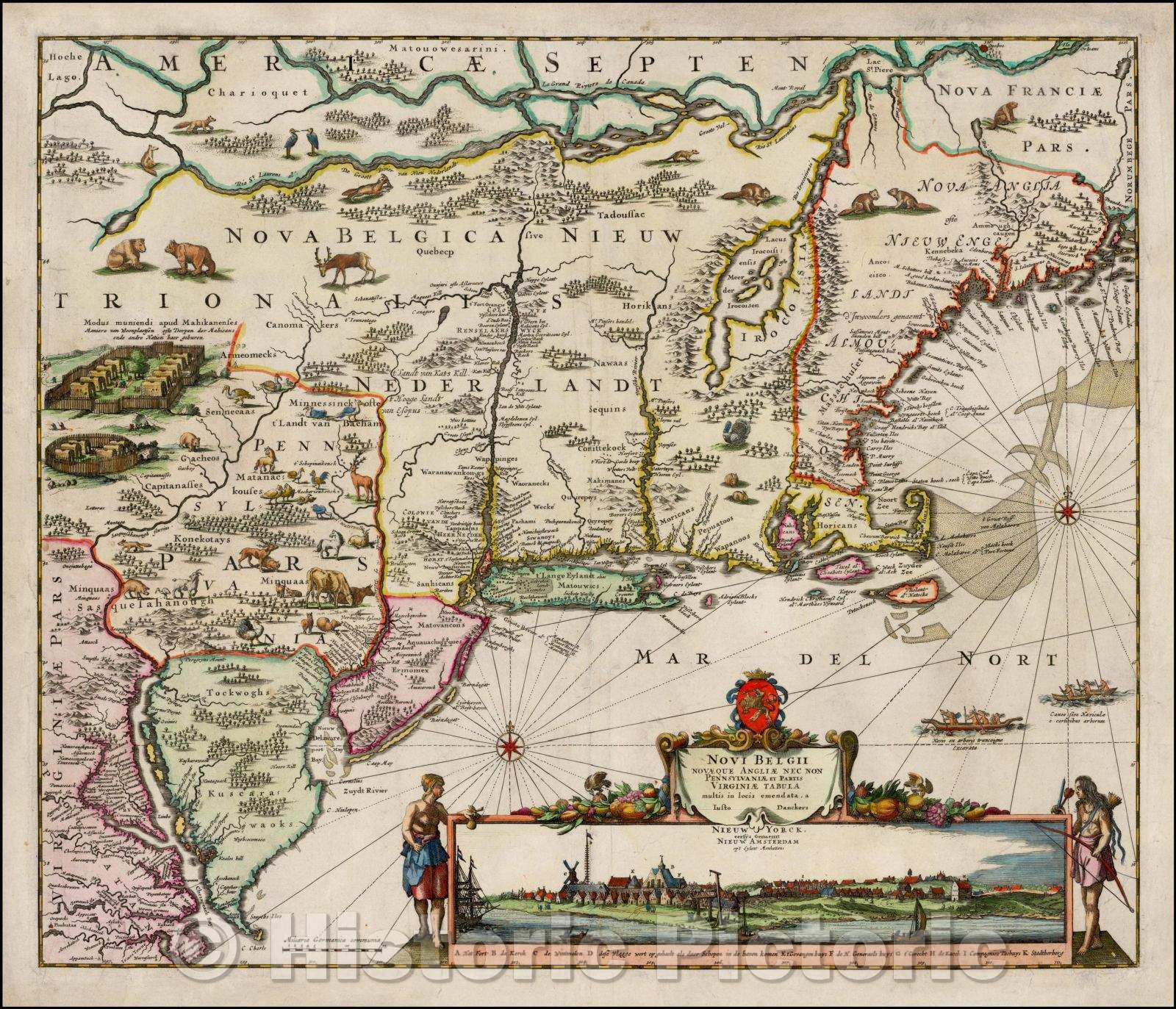 Historic Map - Novi Belgii Novaeque Angliae Nec Non Pennsylvaniae et Partis Virginiae Tabula multis in locis emendata, 1684, Justus Danckerts v3