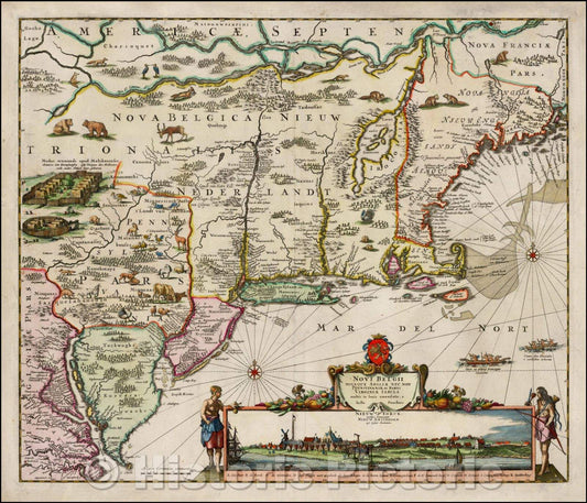 Historic Map - Novi Belgii Novaeque Angliae Nec Non Pennsylvaniae et Partis Virginiae Tabula multis in locis emendata, 1684, Justus Danckerts v3