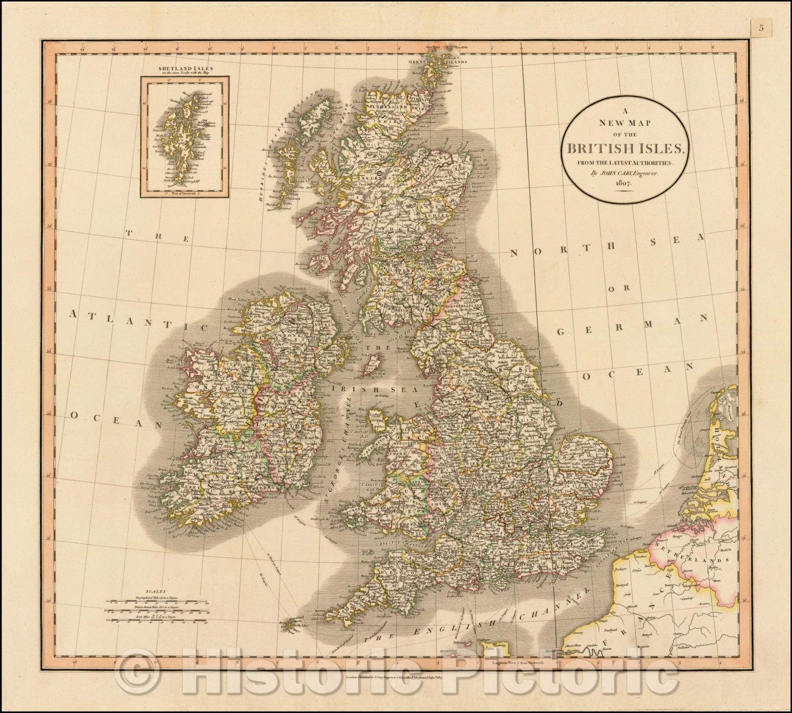 Historic Map - The British Isles, from the Latest Authorities, 1807, John Cary v1