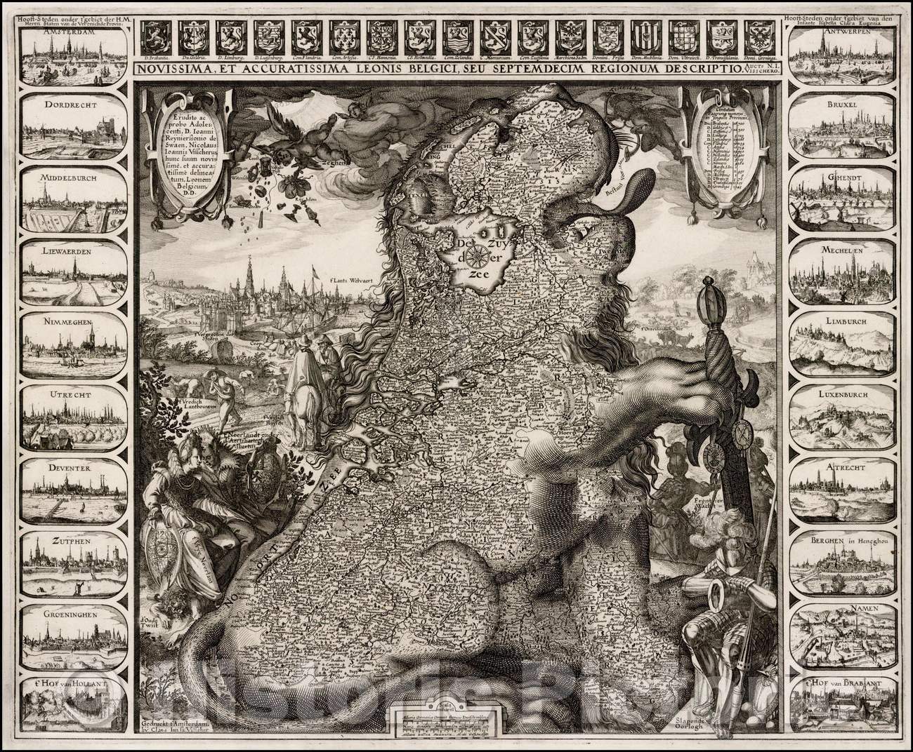 Historic Map - Novissima, et Accuratissima Leonis Belgici, Seu Septemdecim Regionum, 1611, Claes Janszoon Visscher v2