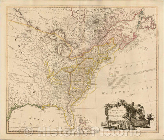 Historic Map - The United States of North America with the British Territories And Those of Spain, according to the Treaty, 1796, William Faden v2