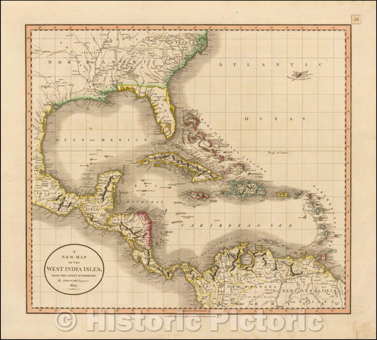 Historic Map - The West India Isles, From the Latest Authorities, 1811, John Cary - Vintage Wall Art