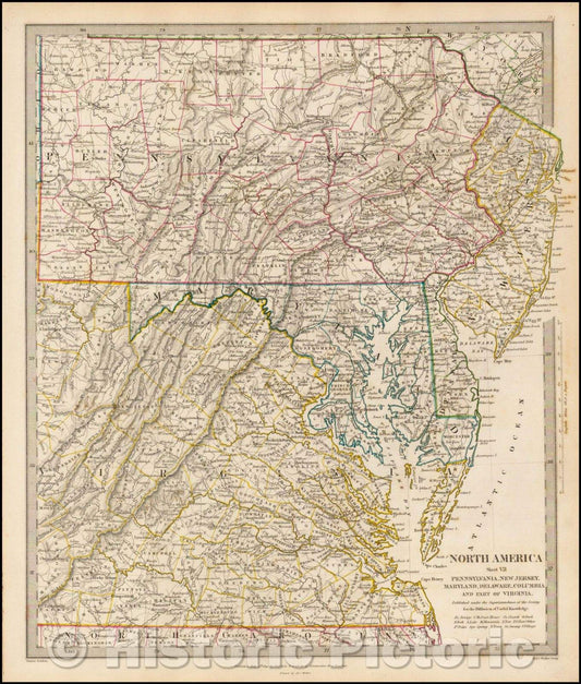 Historic Map - North America Sheet VII, Pennsylvania, New Jersey, Maryland, Delaware Columbia and Part of Virginia, 1844, SDUK v2