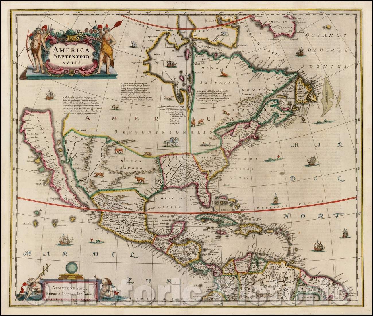 Historic Map - America Septentrionalis, 1641, Jan Jansson v5
